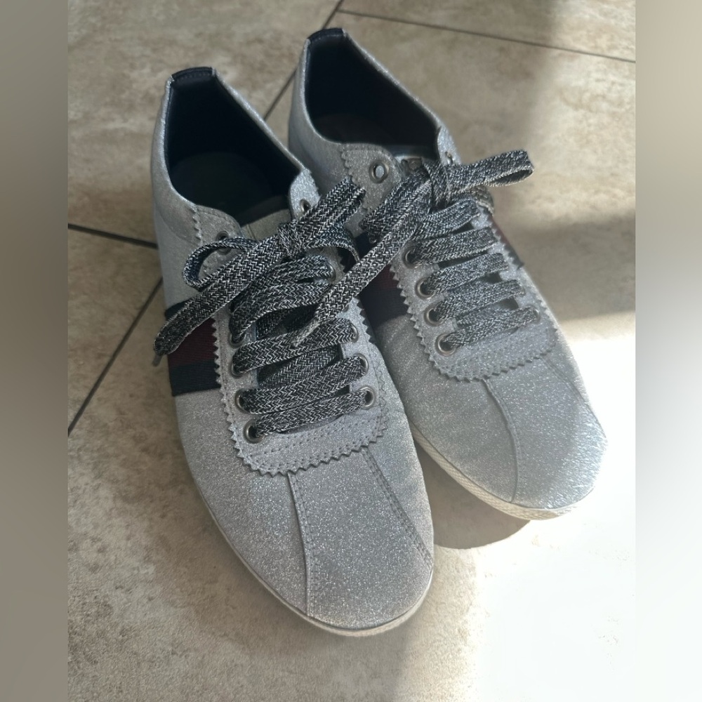 Gucci Bambi Web Silver Sneakers